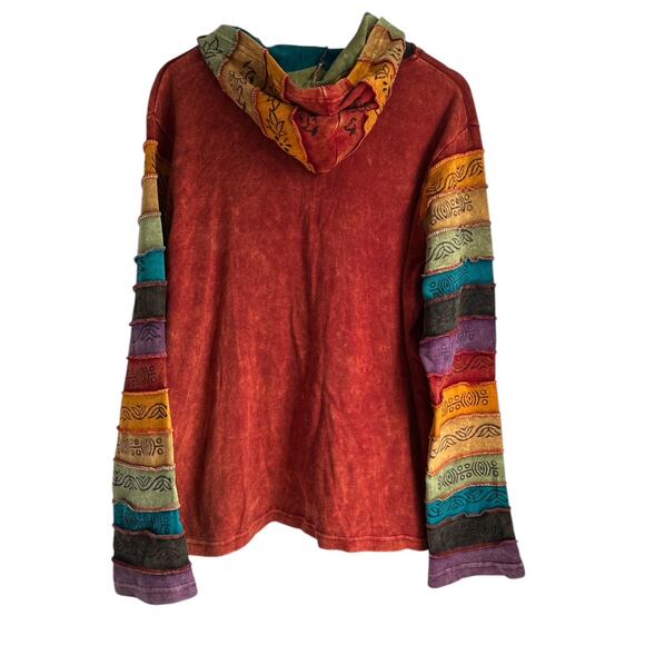 Greater Good Network XXL 100% Cotton Sun Rise Rainbow Boho Hooded Jacket - Picture 2 of 6